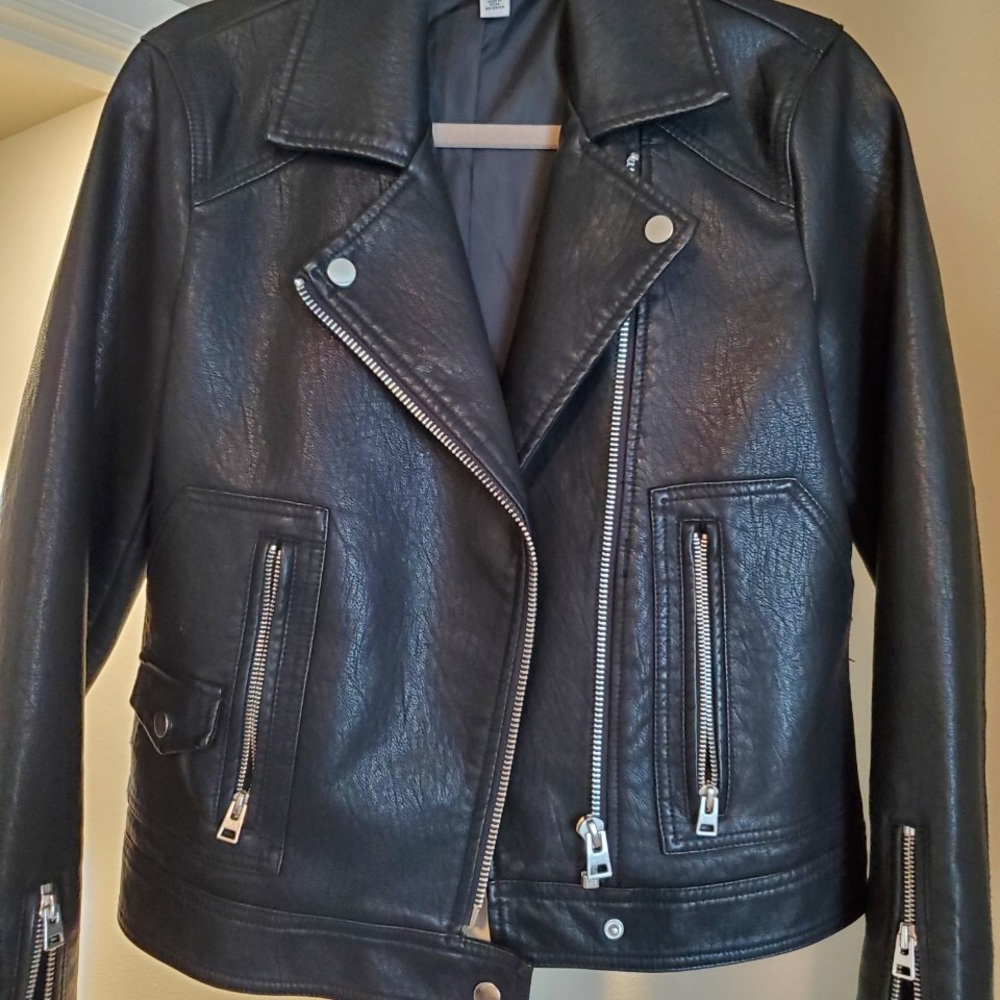 Topshop faux leather moto jacket